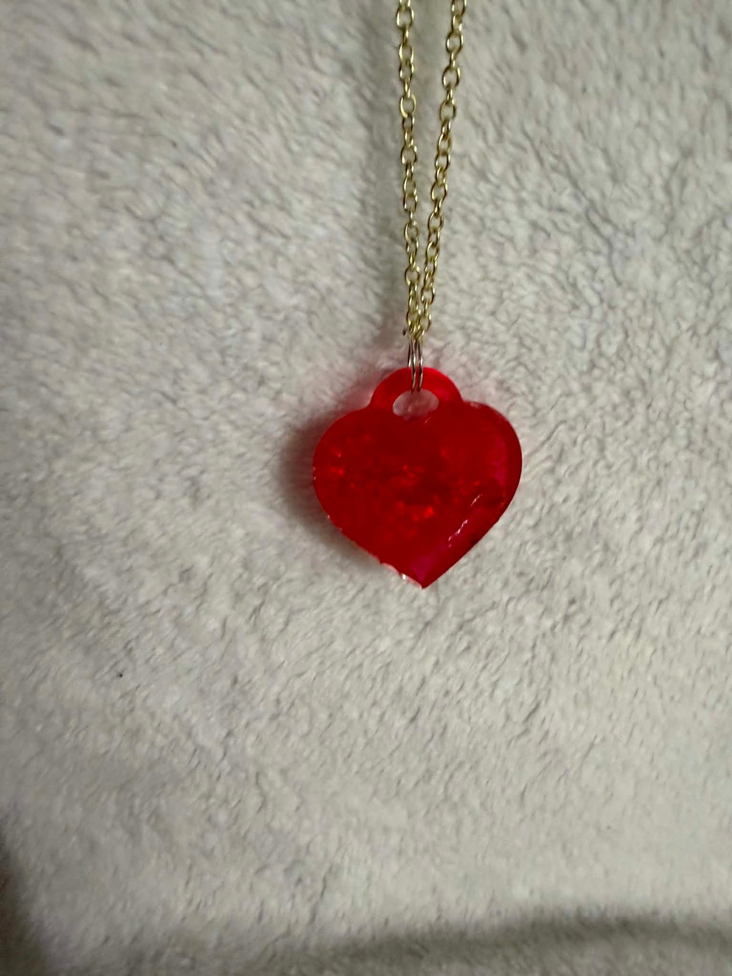 Crimson Heart Resin Pendant Necklace