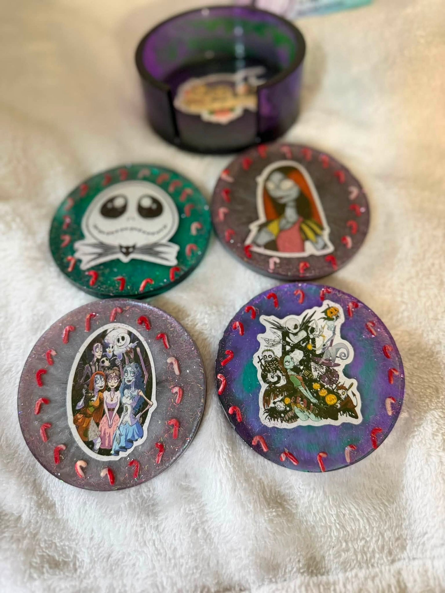 Nightmare Before Christmas 5-Piece Coaster Set with Holder