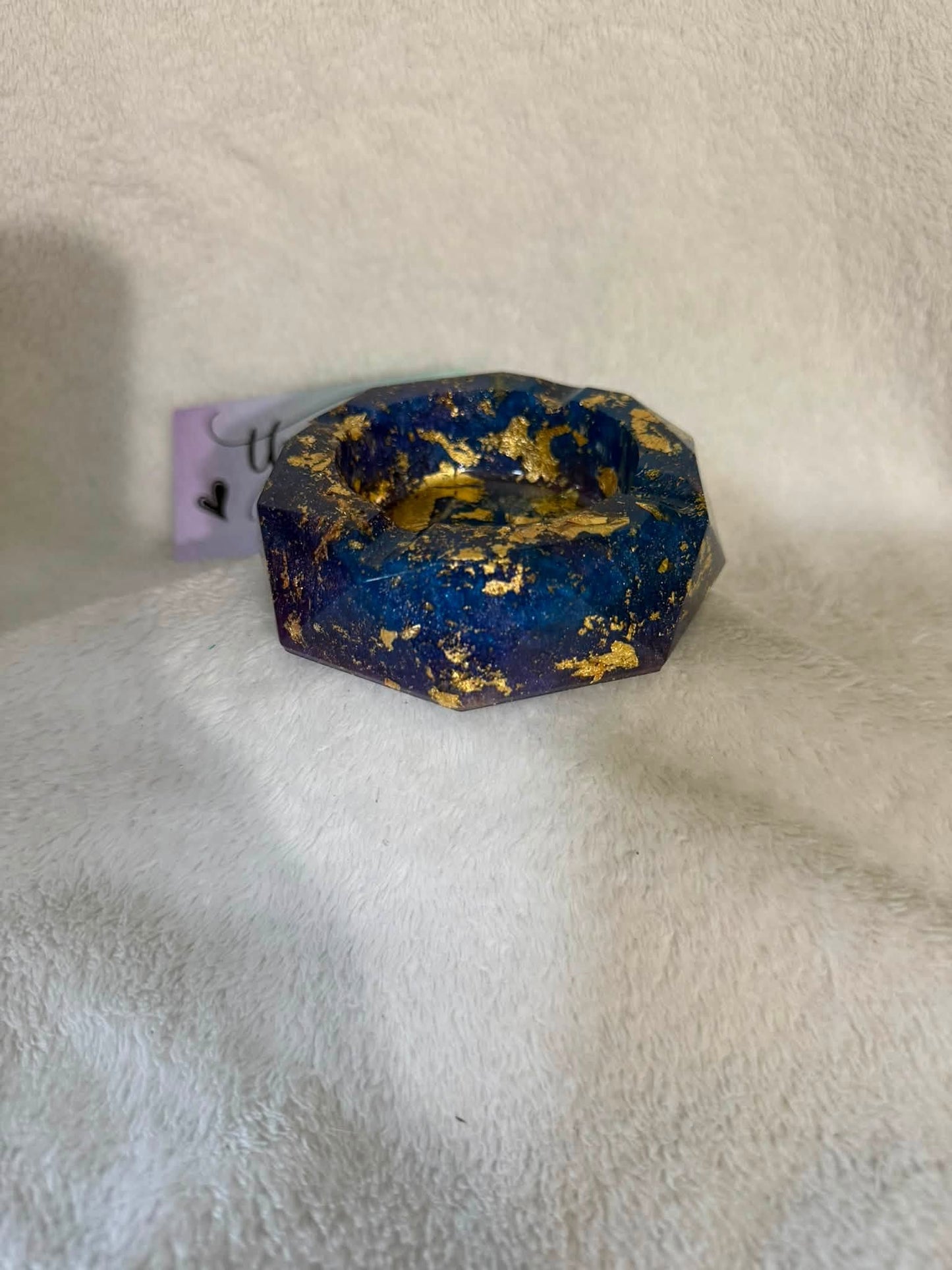 Deep Blue & Gold Foil Octagonal Ashtray