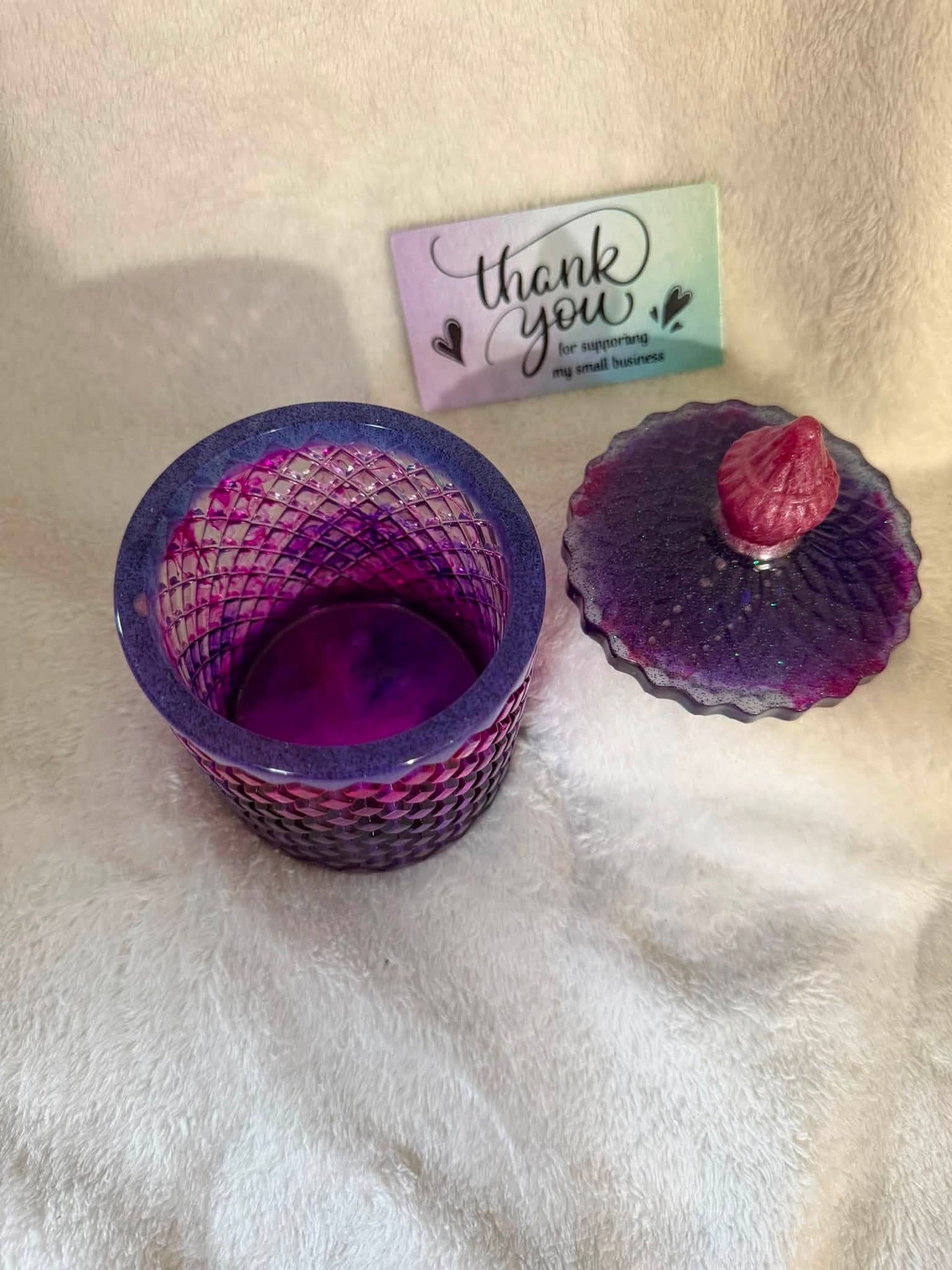 Purple & Pink Diamond Faceted Decor Jar with Lid