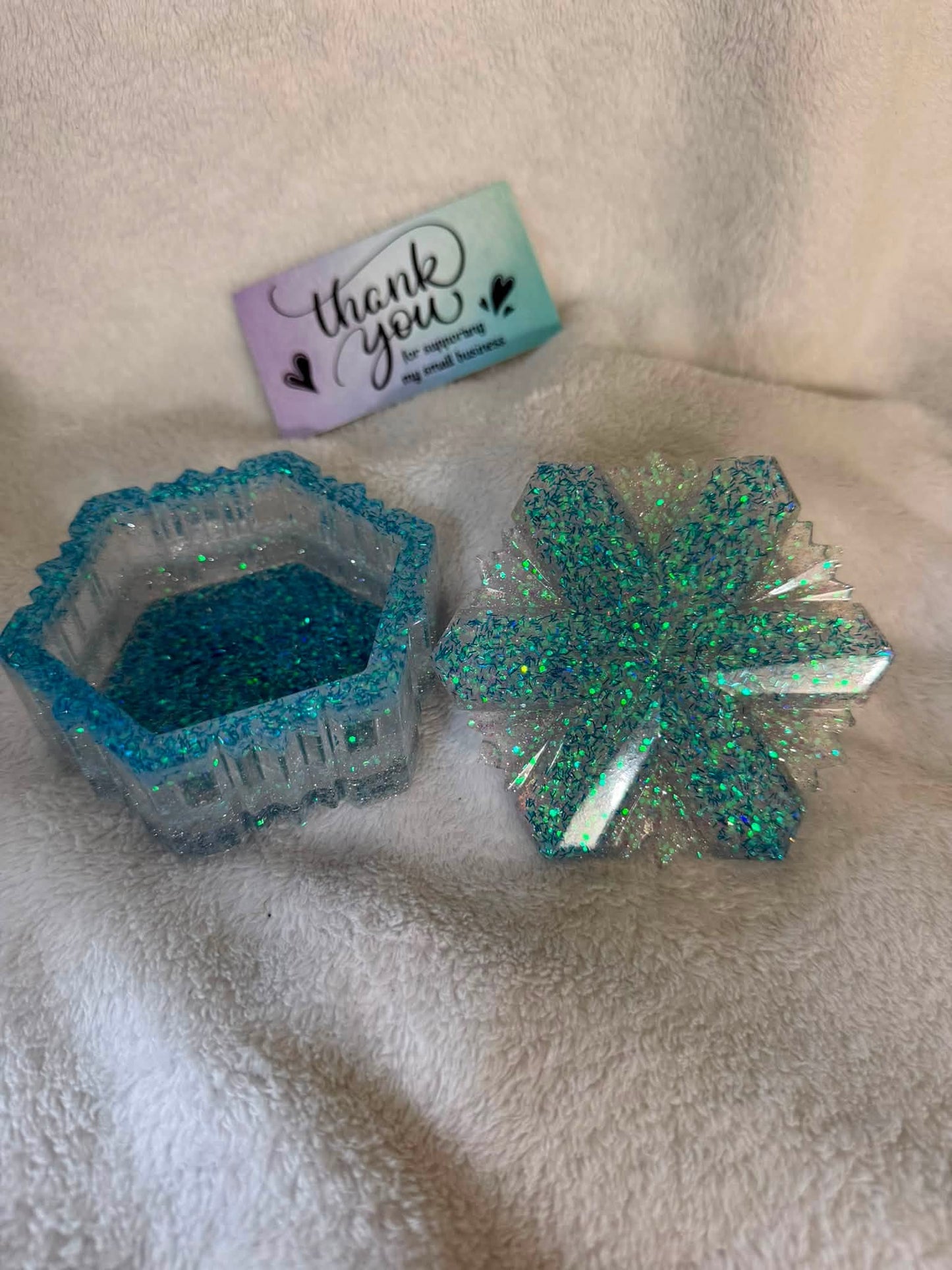 Turquoise & Blue Snow Element Snowflake Jewelry Box
