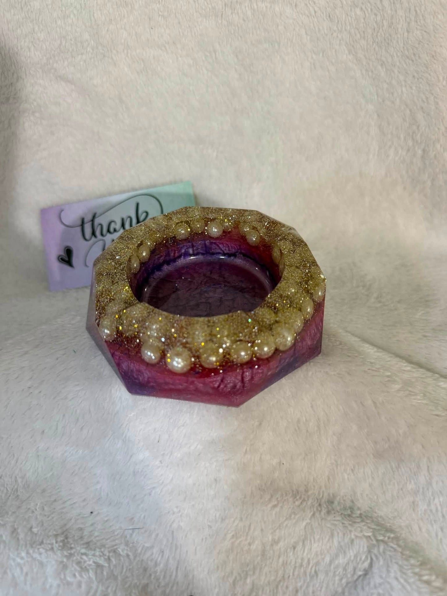 Purple & Pink Crown Pearl Octagonal Ashtray