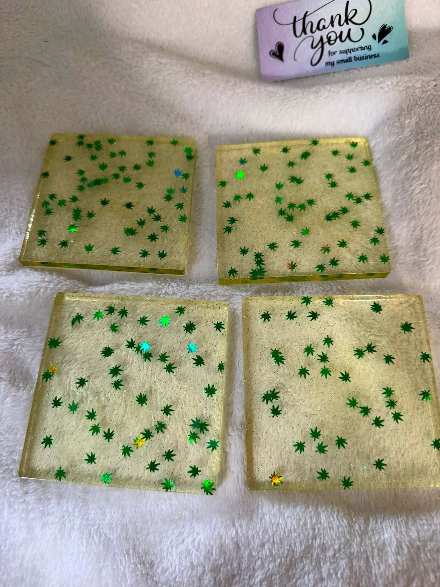 Cannabis Leaf 5-Piece Coaster Set with Holder