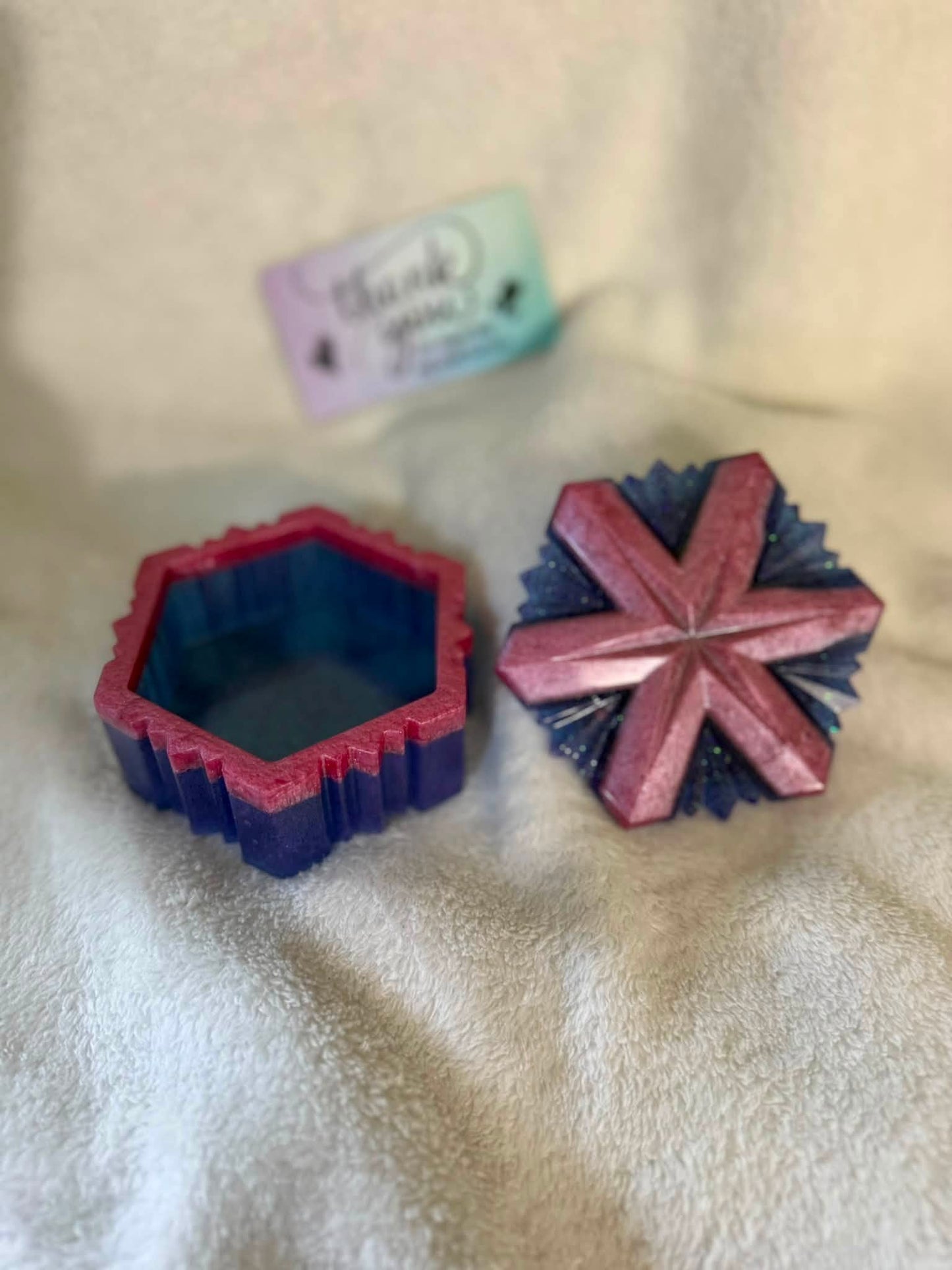 Pink & Purple Snowflake Hexagon Jewelry Box