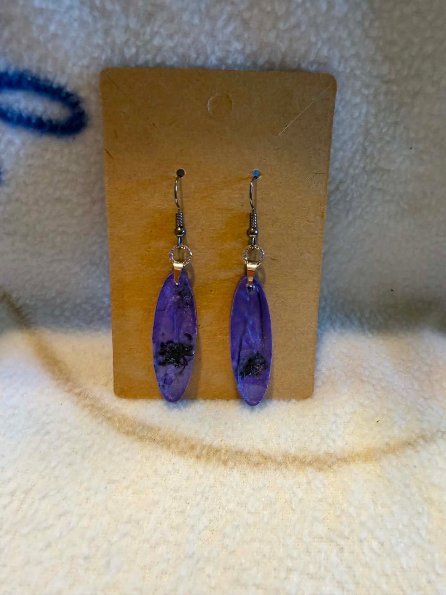 Medium Purple Cornflower Resin Dangle Earrings