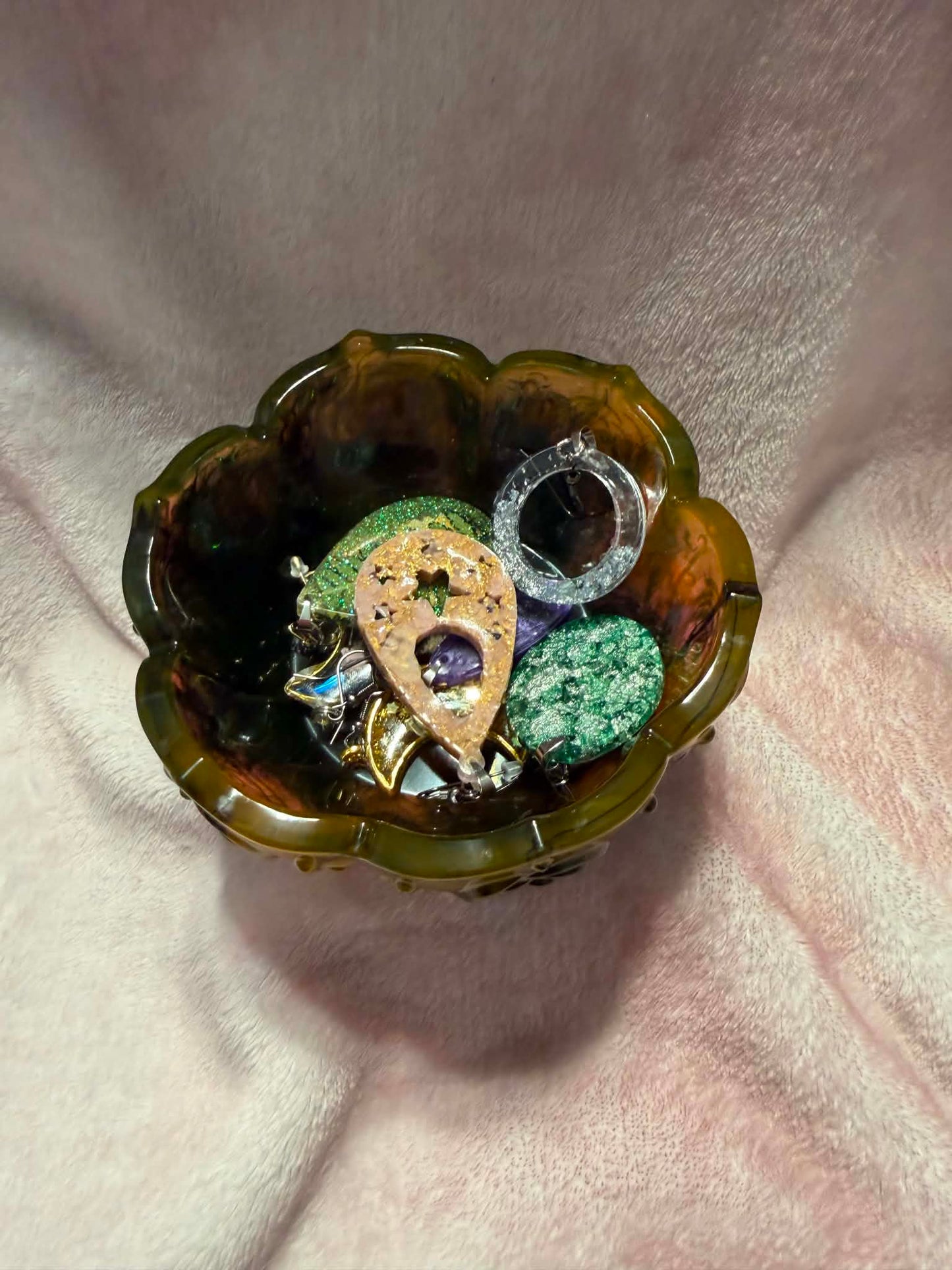 Halloween Rose Lotus Resin Trinket Bowl