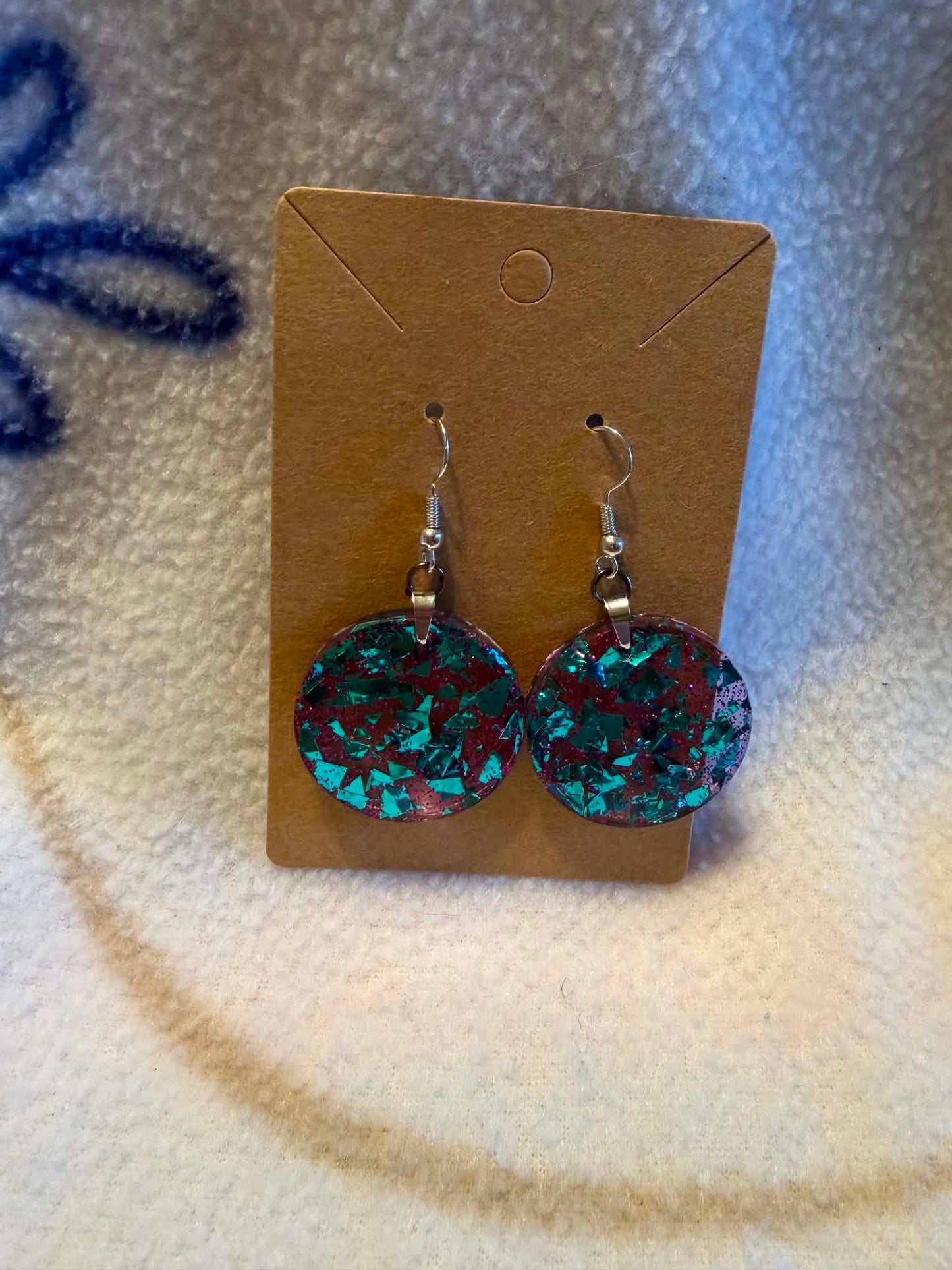 Teal & Pink Mosaic Resin Jewelry Set