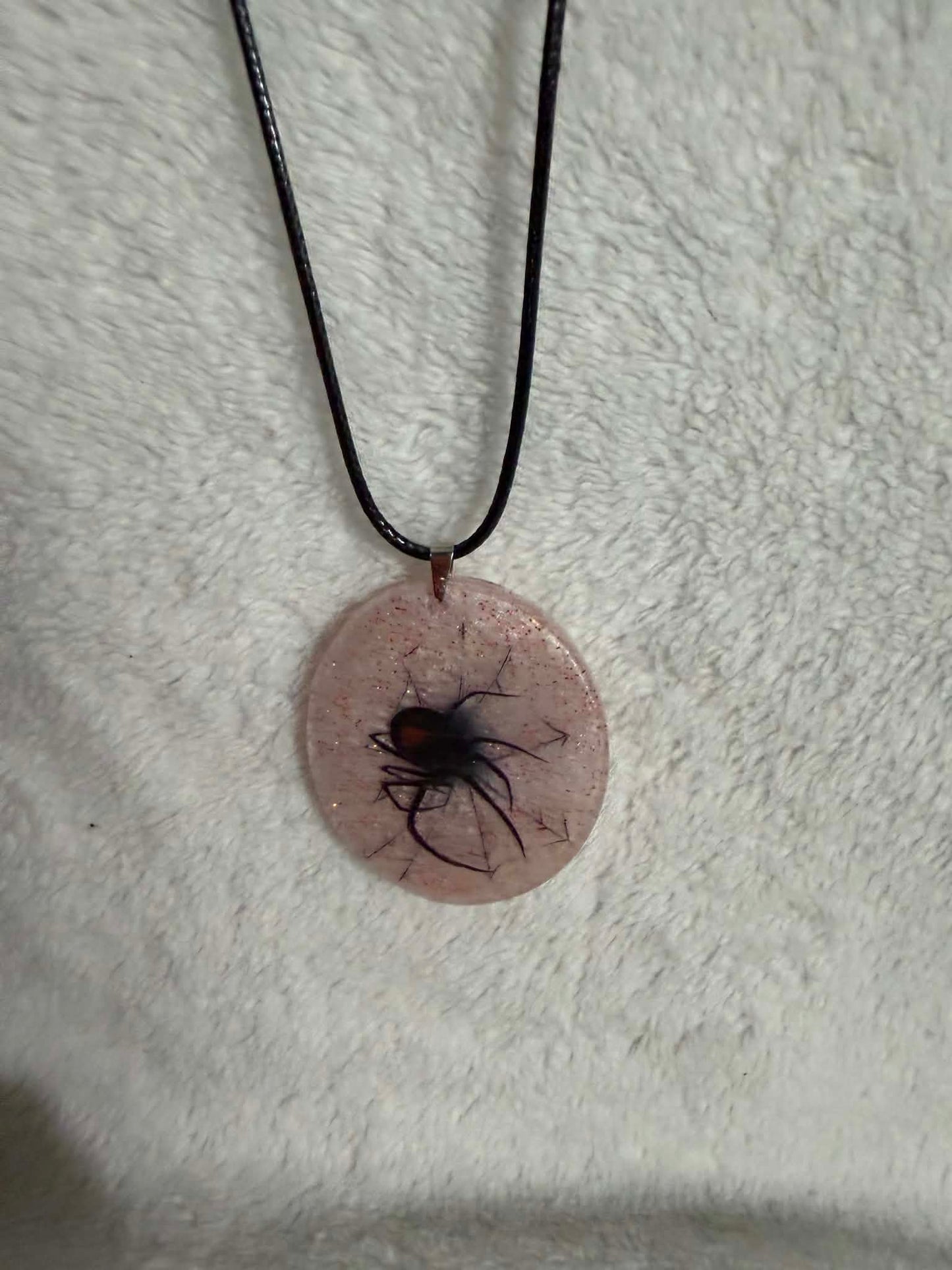 Black Widow Spider Resin Pendant Necklace