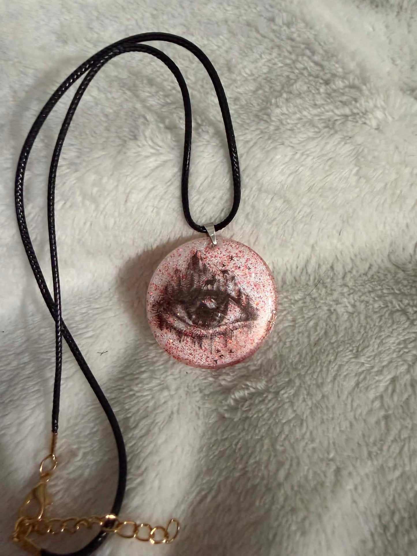 Gothic Eye Resin Circle Pendant Necklace