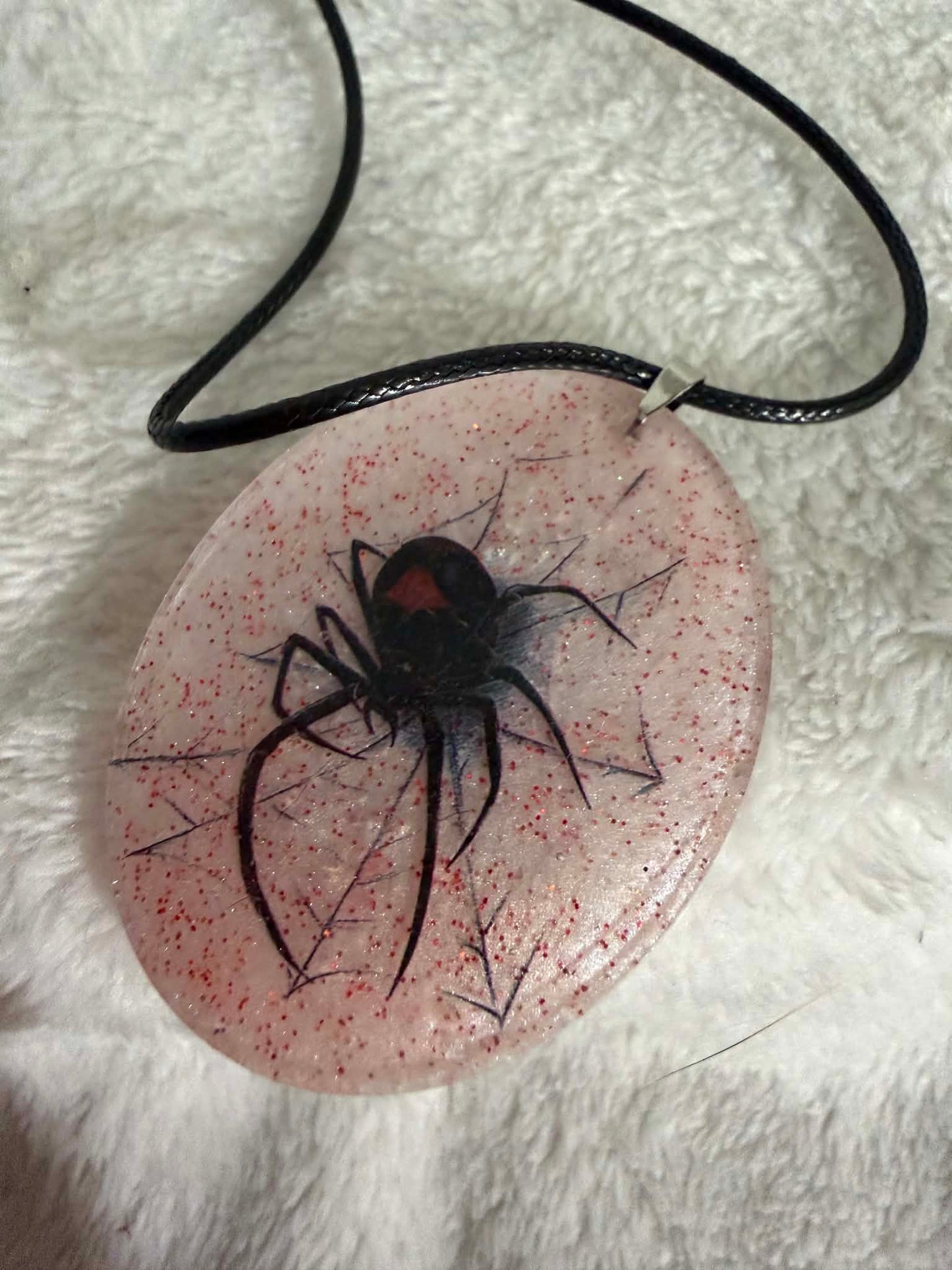 Black Widow Spider Resin Pendant Necklace