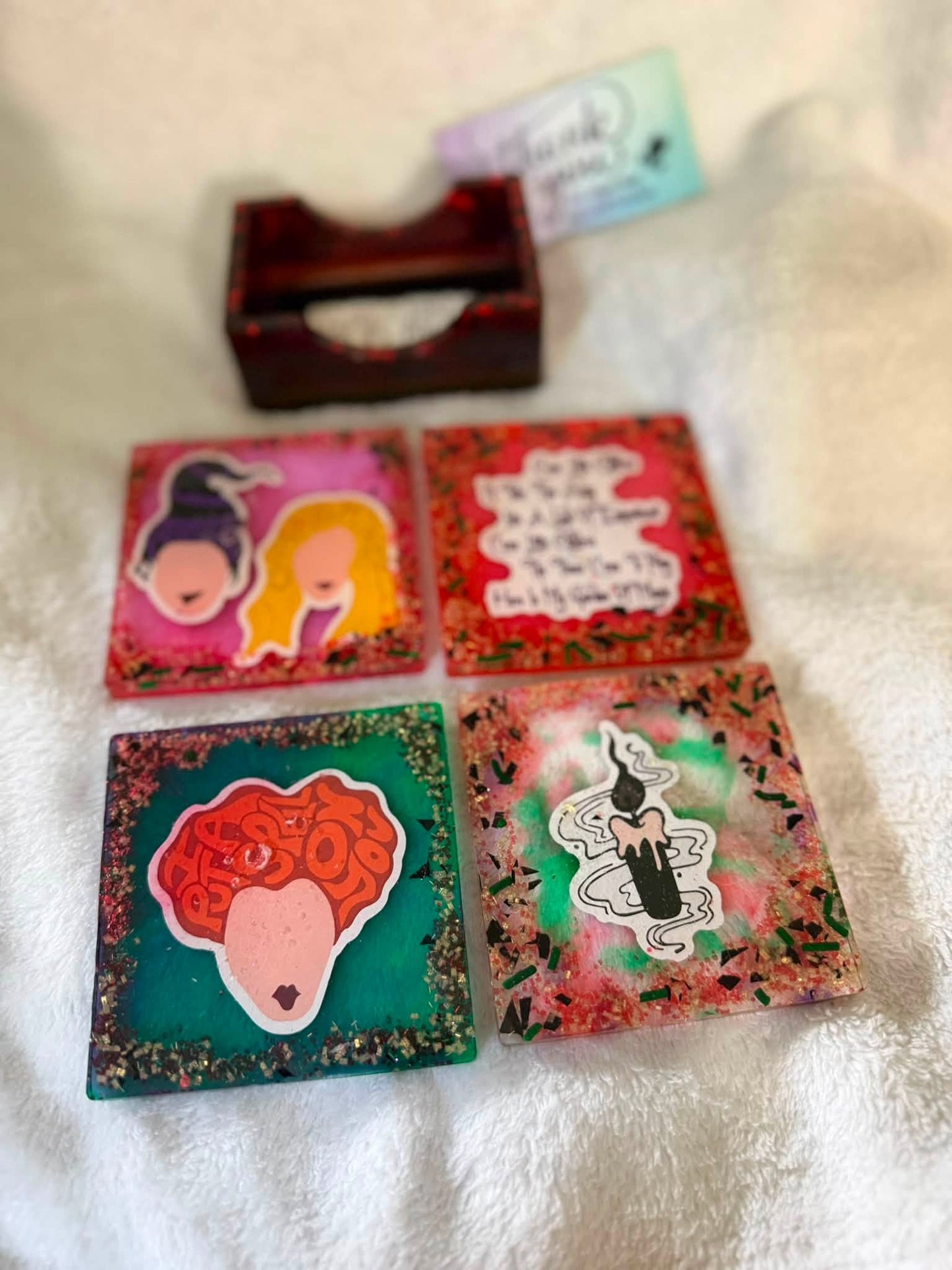 Hocus Pocus Sanderson Sisters Coaster Set with Holder