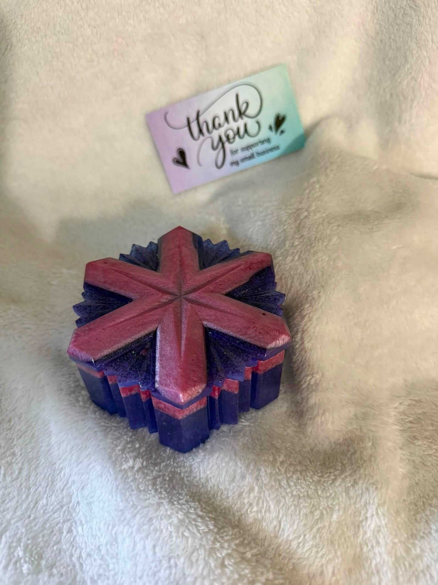 Pink & Purple Snowflake Hexagon Jewelry Box