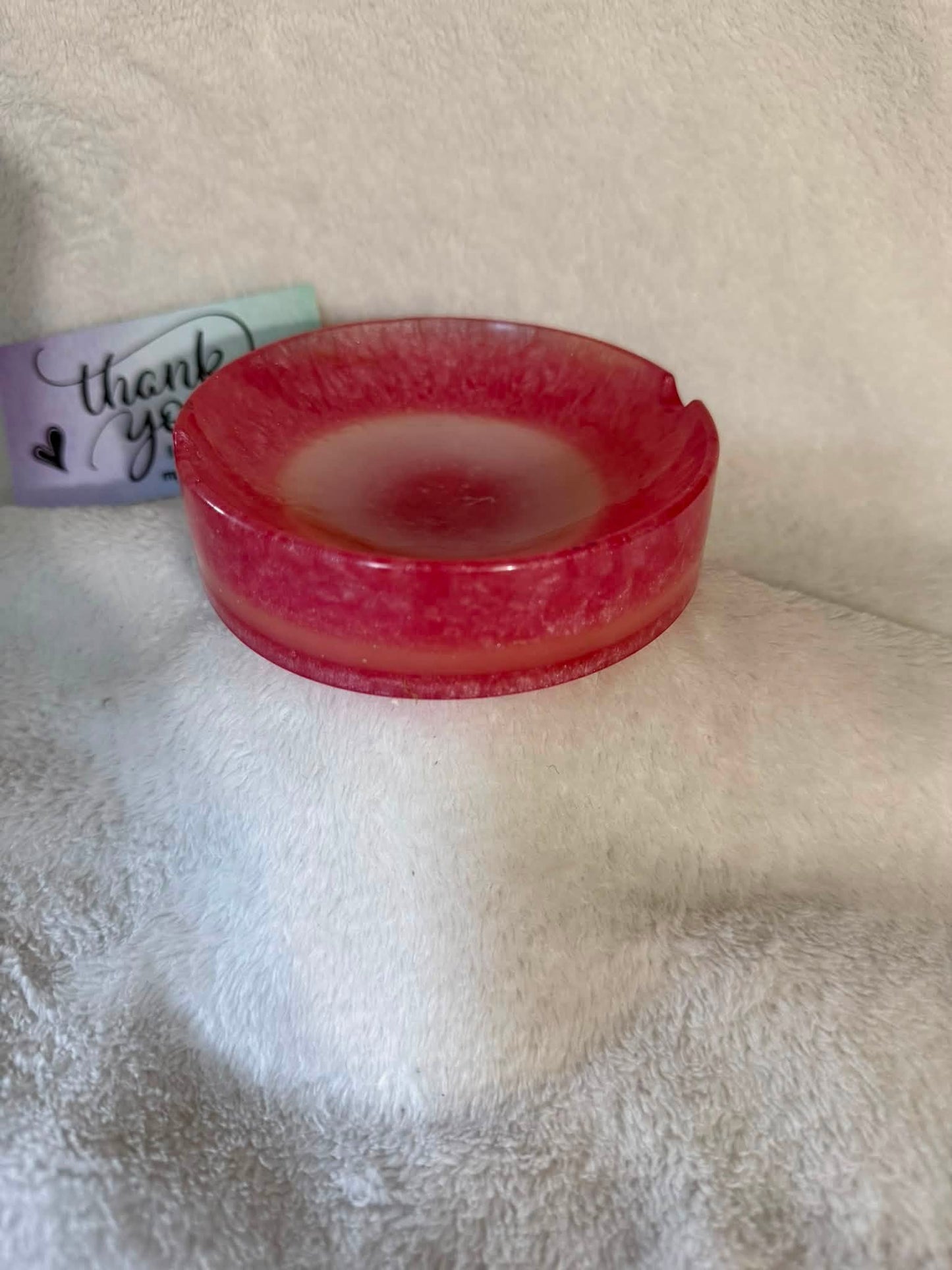 Pink Ombré to Frosted White Round Ashtray