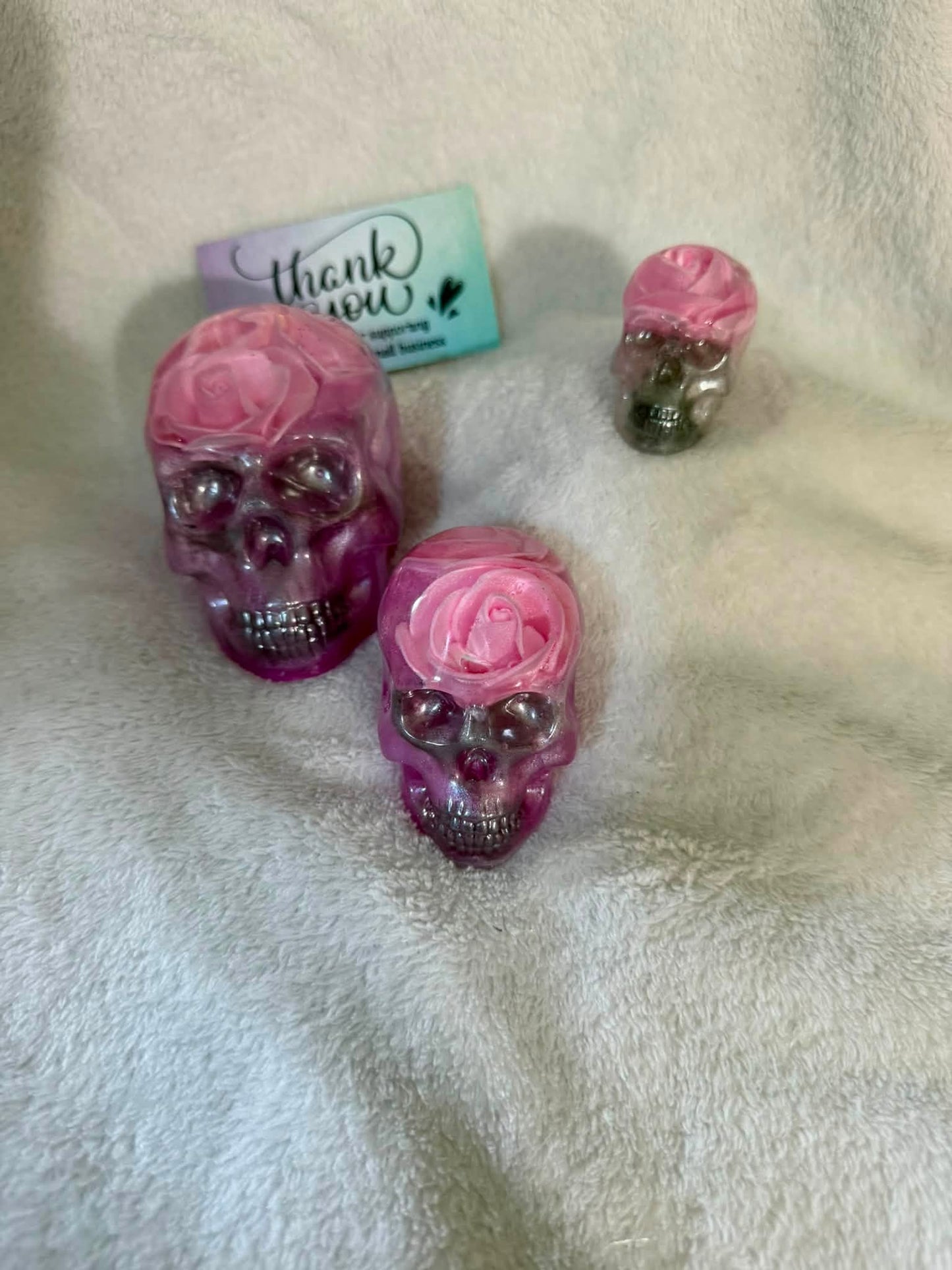 Pink Roses and Black Skulls (set of 3)