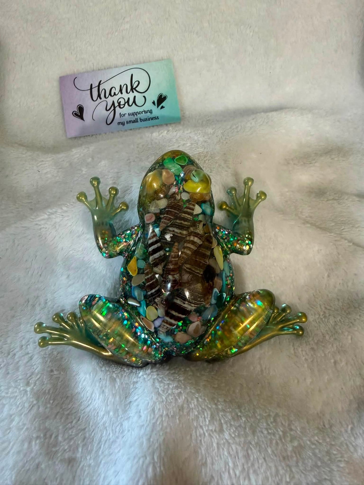 Medium Frog Figurine with Seashells & Shell Fragments