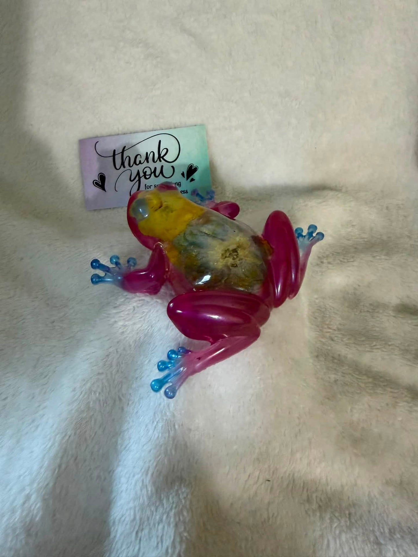 Medium Frog Figurine with Dried Hydrangea & Daisy