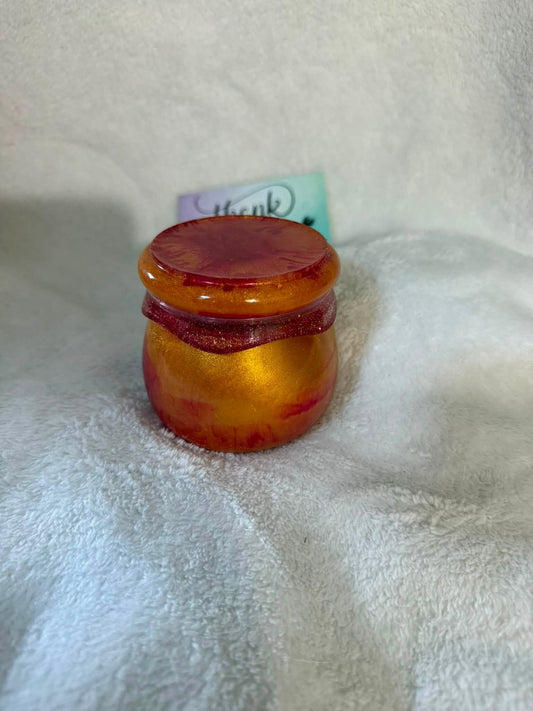 Rusted Orange Pudding Trinket Jar with Lid