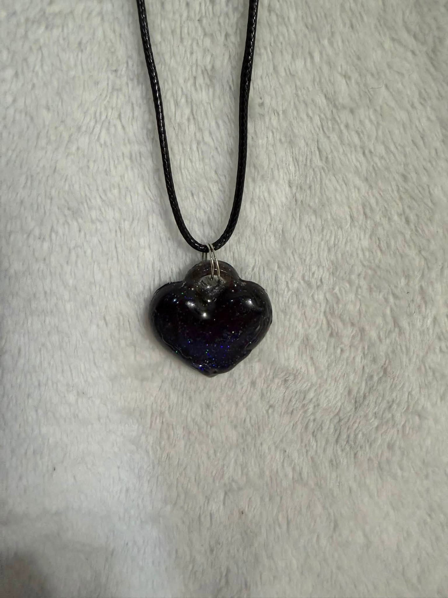 Gothic Black Heart Glitter Necklace