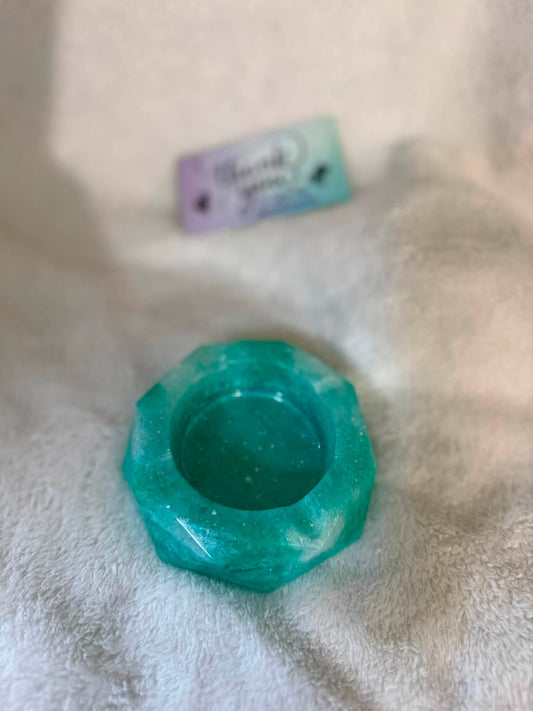 Teal Geometric Polygon Ashtray