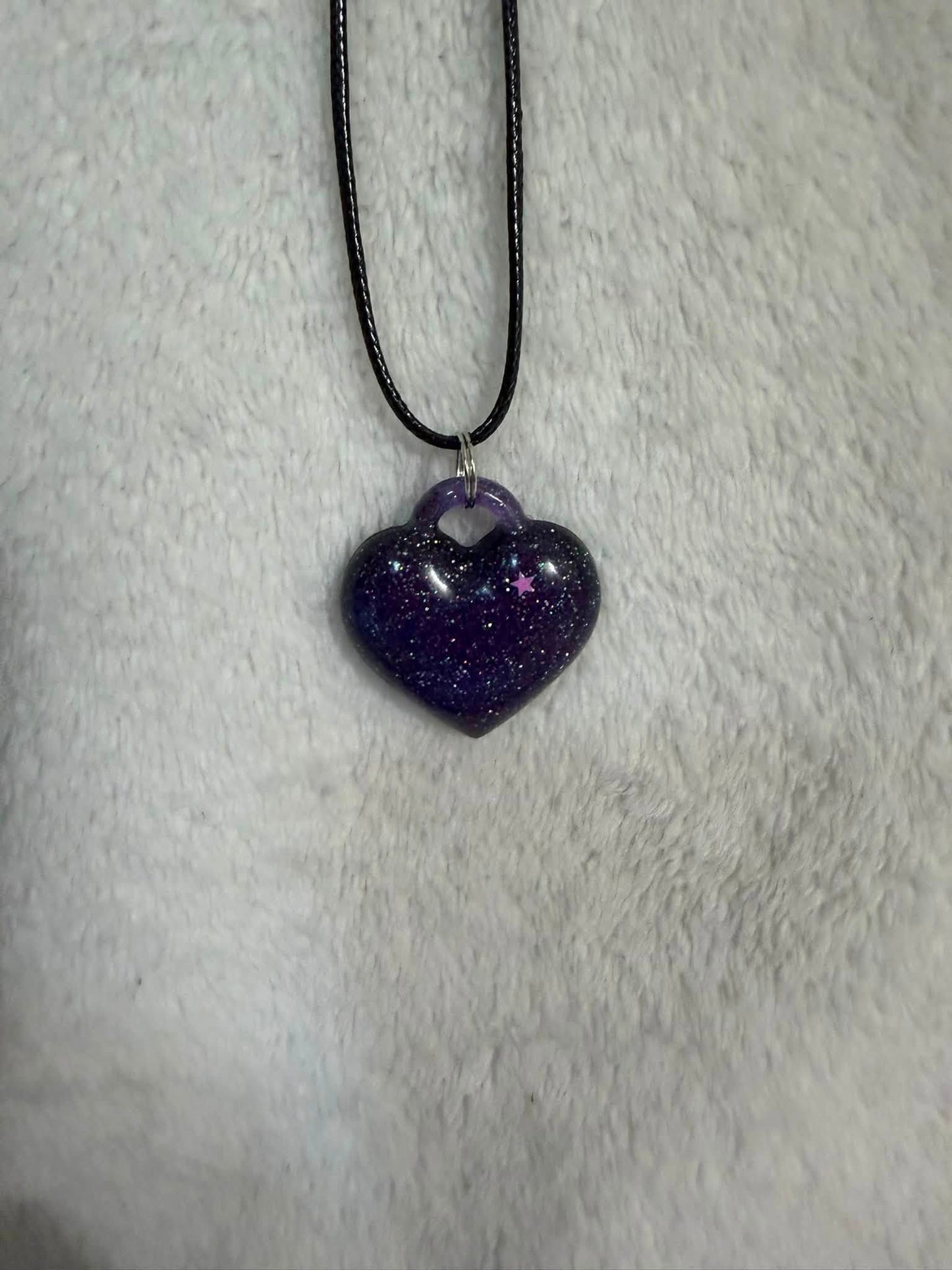 Gothic Black Heart Glitter Necklace