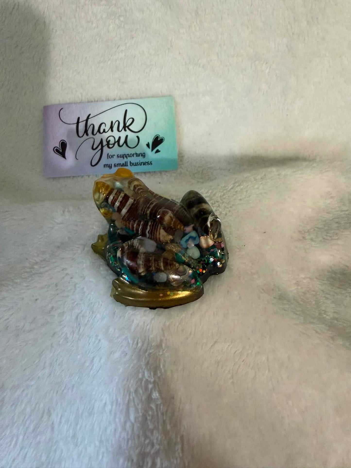 Small Frog Figurine with Seashells & Shell Fragments