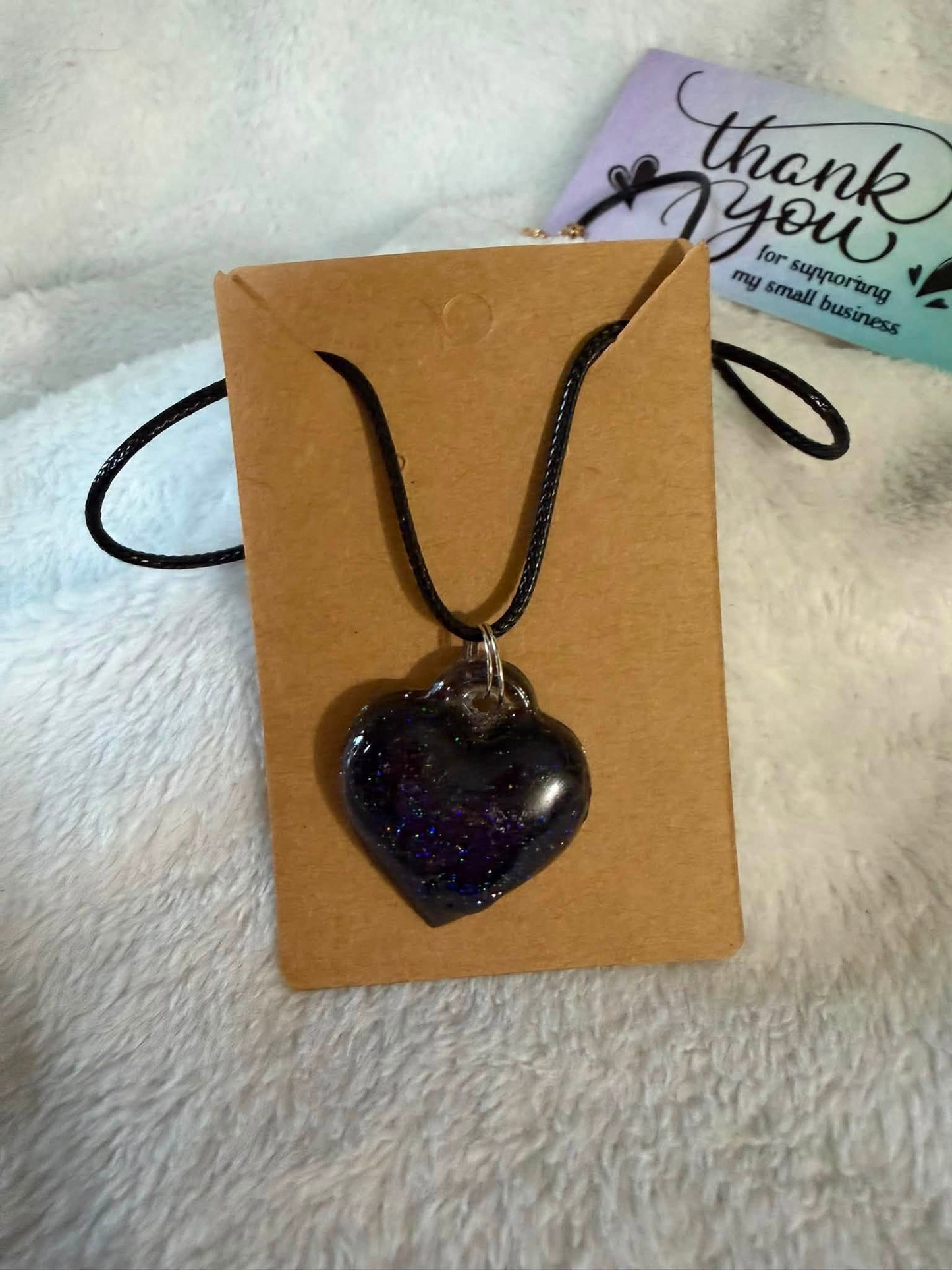Gothic Black Heart Glitter Necklace