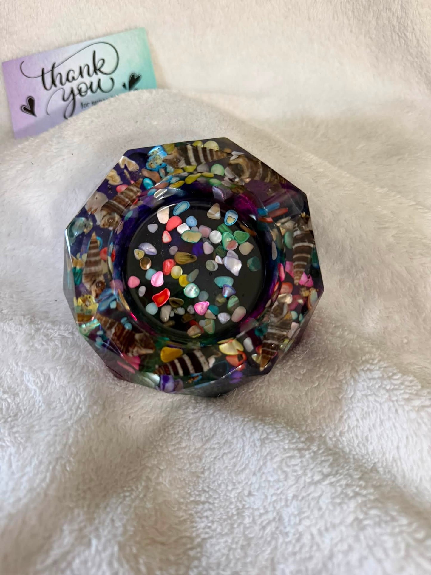 Coastal Seashell & Stone Geometric Ashtray
