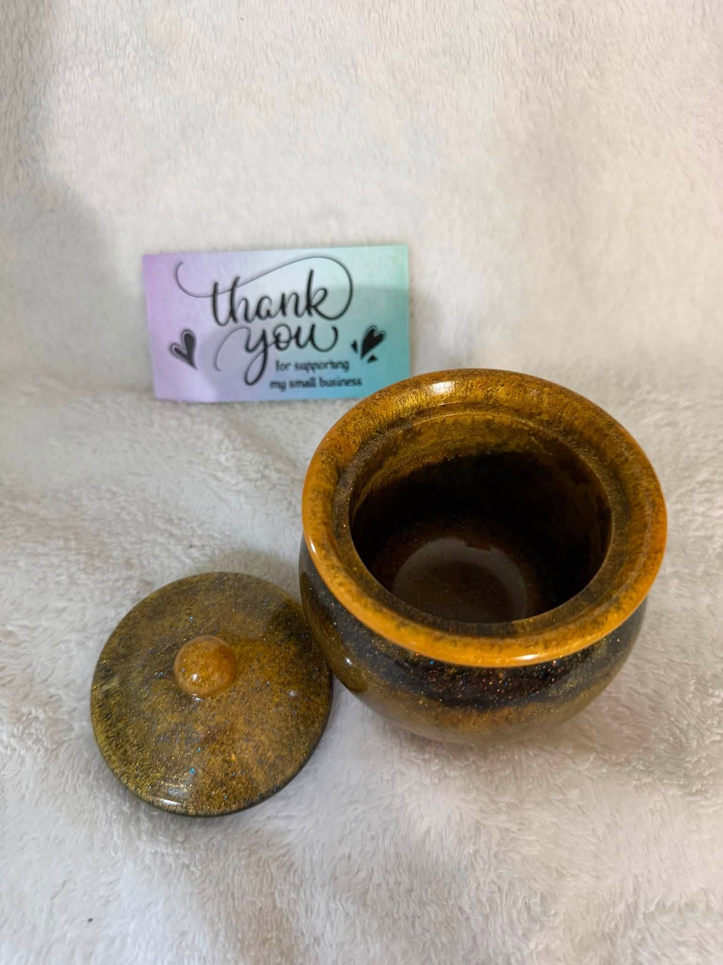 Black & Gold Cauldron Trinket Jar with Lid