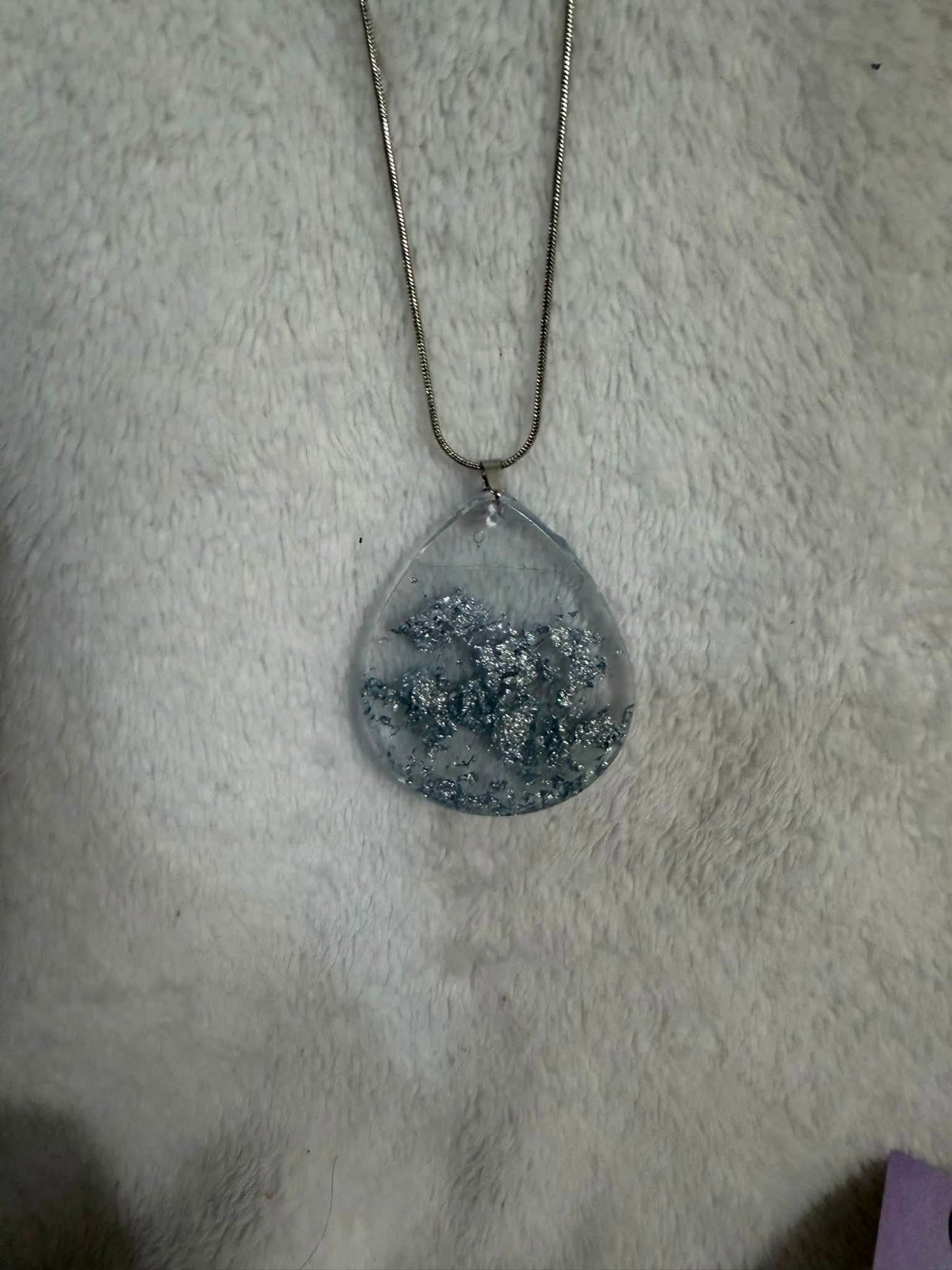 Sparkling Silver Teardrop Pendant Necklace