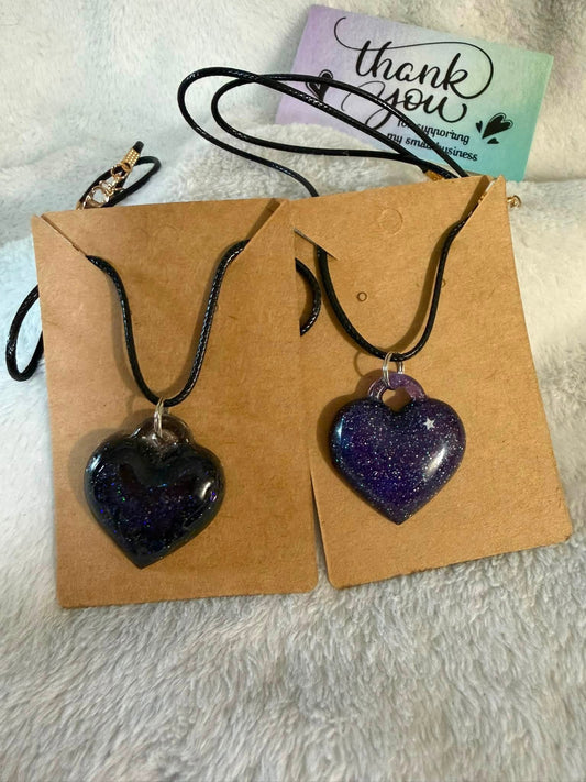 Gothic Black Heart Glitter Necklace
