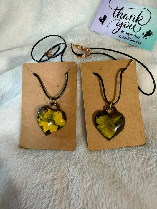 Autumn Heart Resin Pendant Necklace