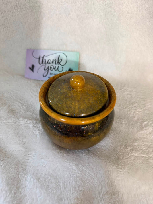 Black & Gold Cauldron Trinket Jar with Lid