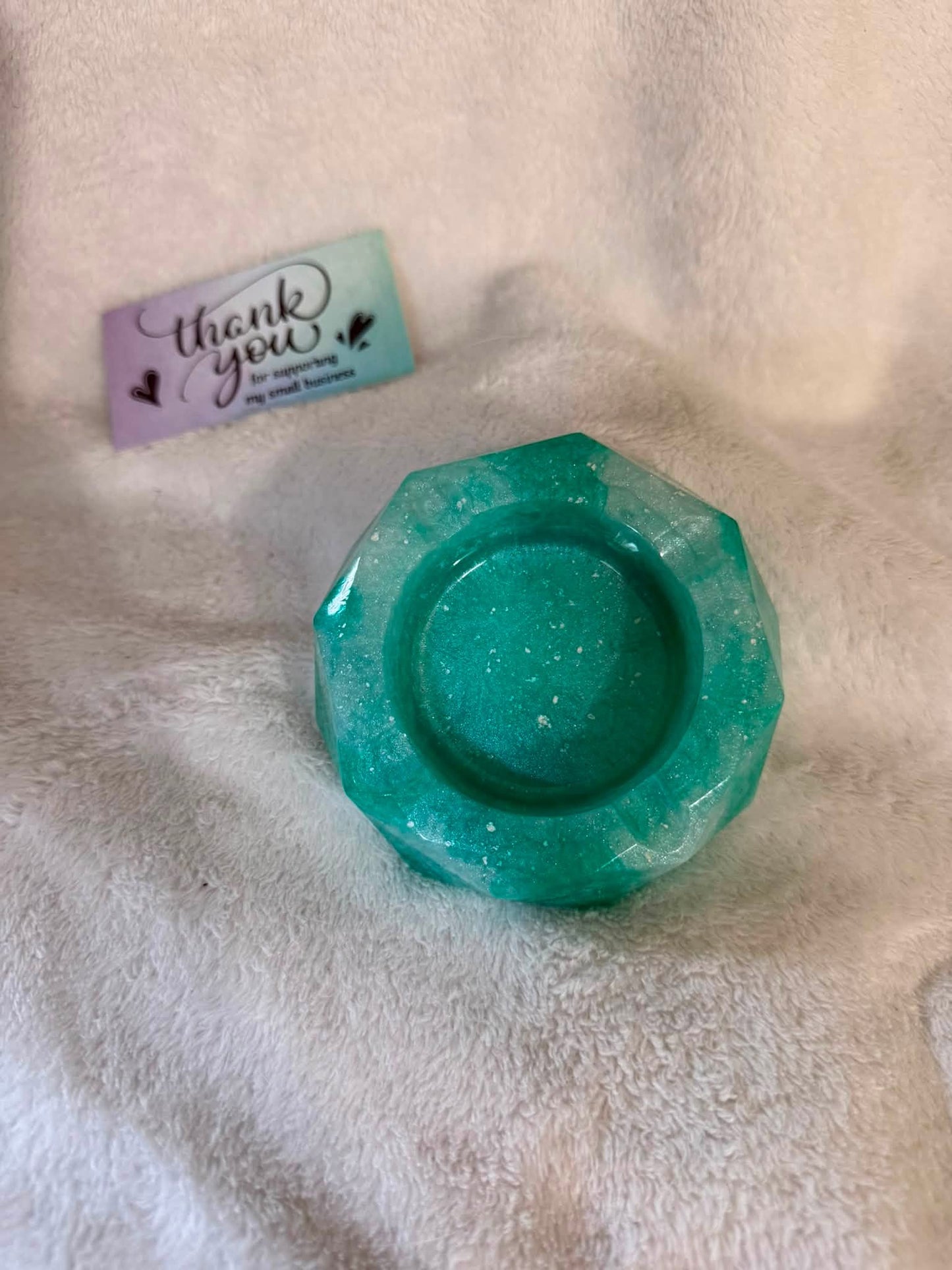 Teal Geometric Polygon Ashtray