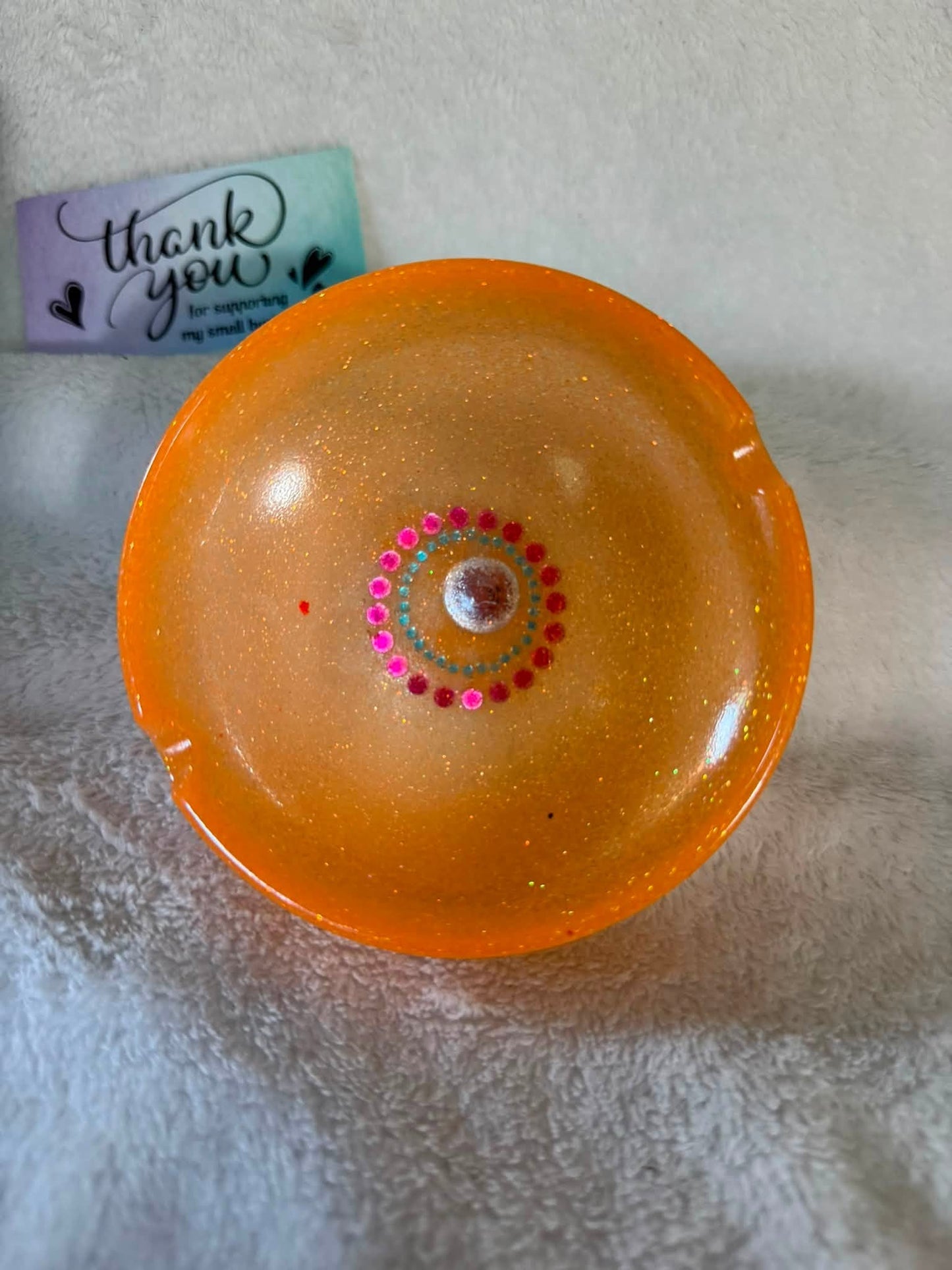 Orange Mandala Dot Art Ashtray