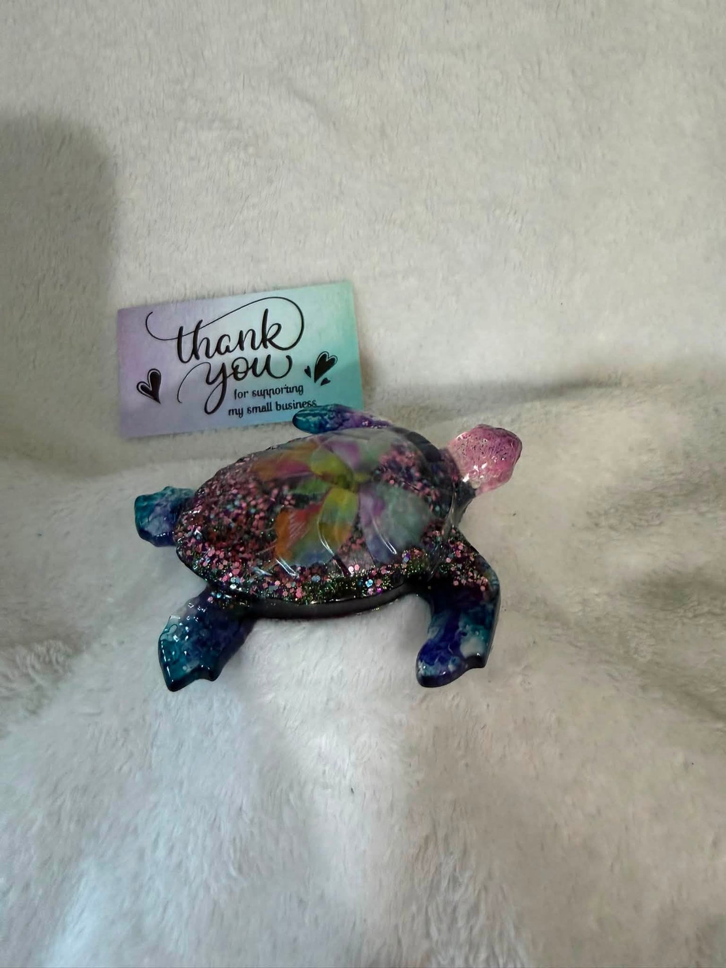 Sea Turtle with Butterfly Resin Figurine