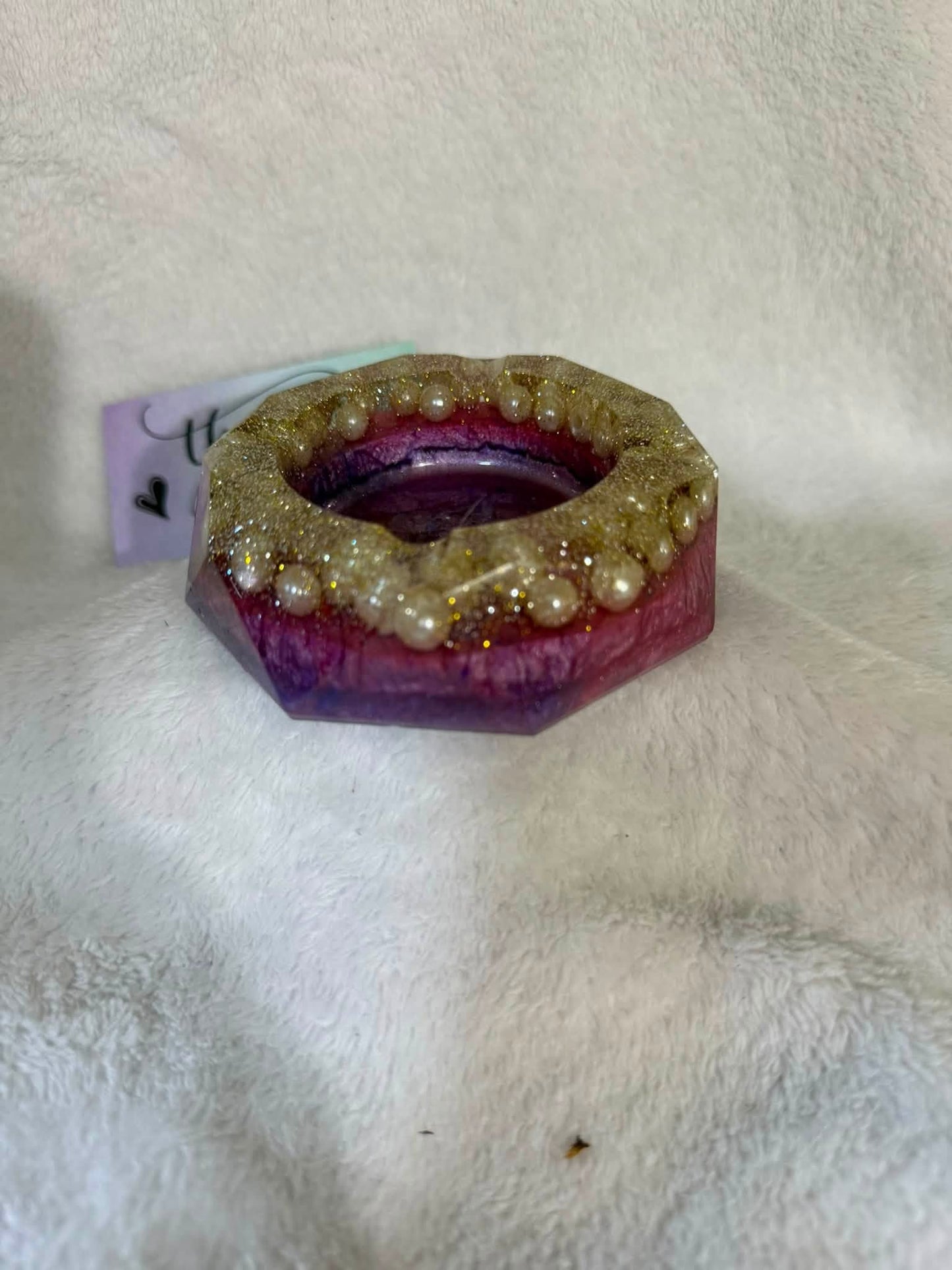 Purple & Pink Crown Pearl Octagonal Ashtray
