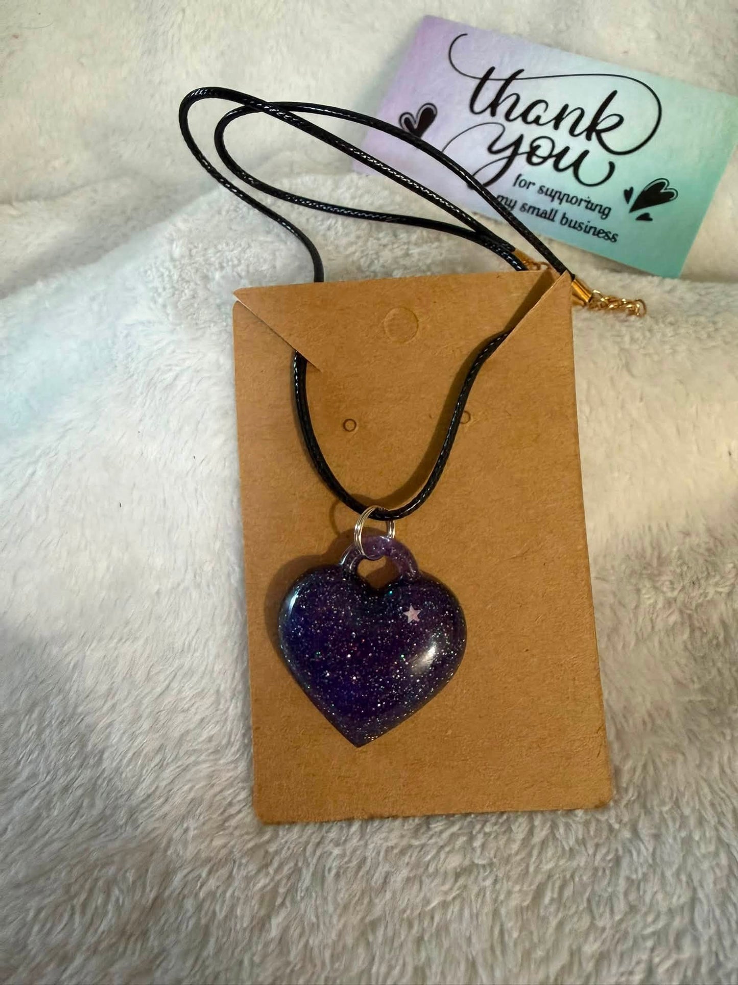 Gothic Black Heart Glitter Necklace