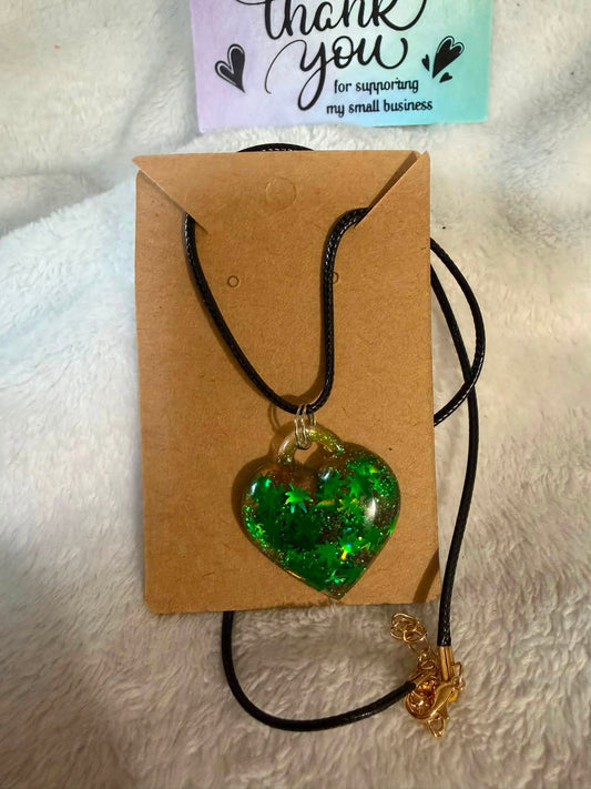 Botanical Leaf Heart Pendant Necklace