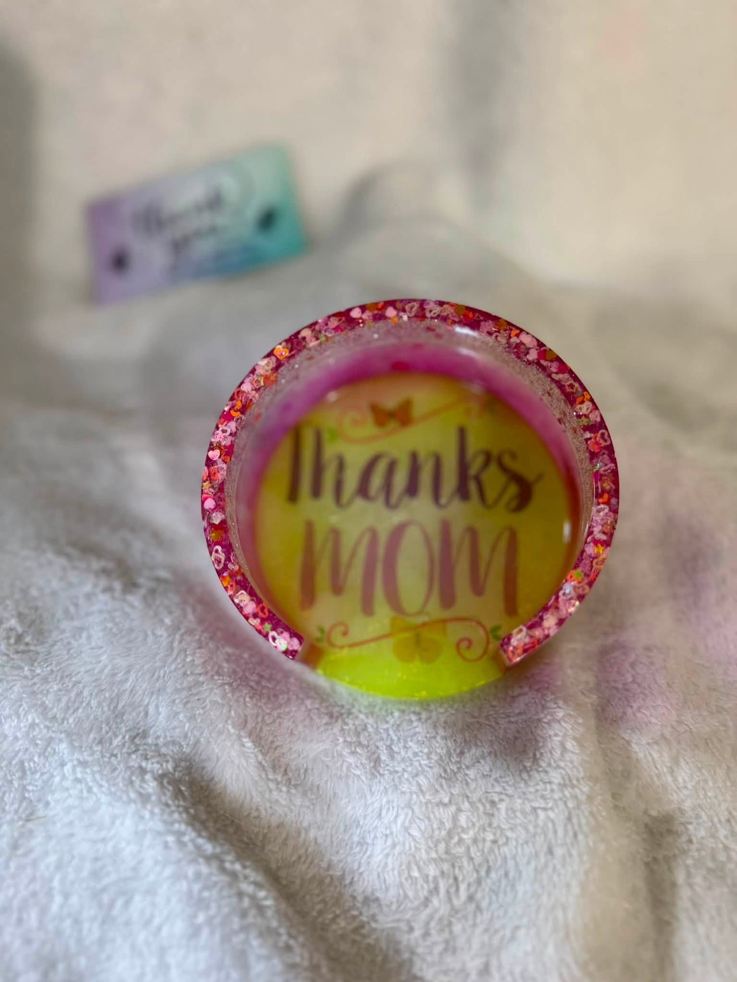 Love You Mom Floral Resin Coaster Set with Holder