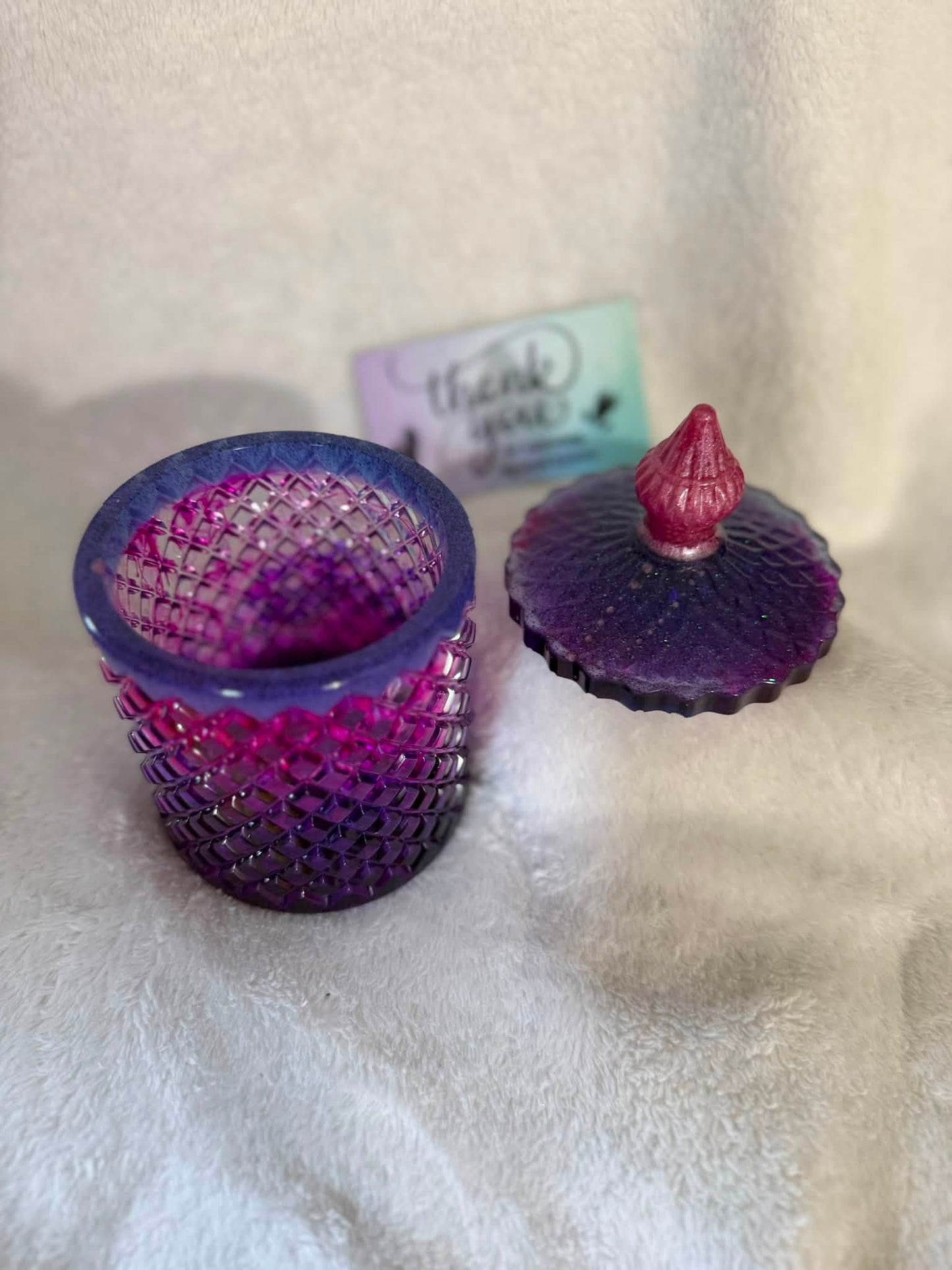 Purple & Pink Diamond Faceted Decor Jar with Lid