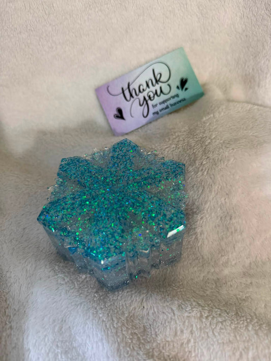 Turquoise & Blue Snow Element Snowflake Jewelry Box
