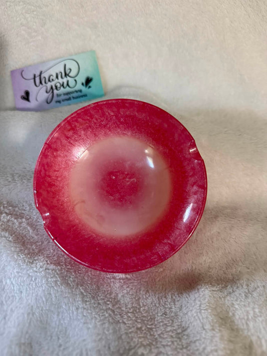 Pink Ombré to Frosted White Round Ashtray