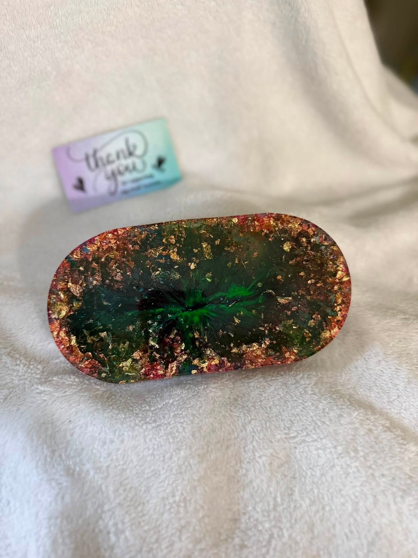 Small Oval Cottage-Core Pressed Floral Trinket Tray