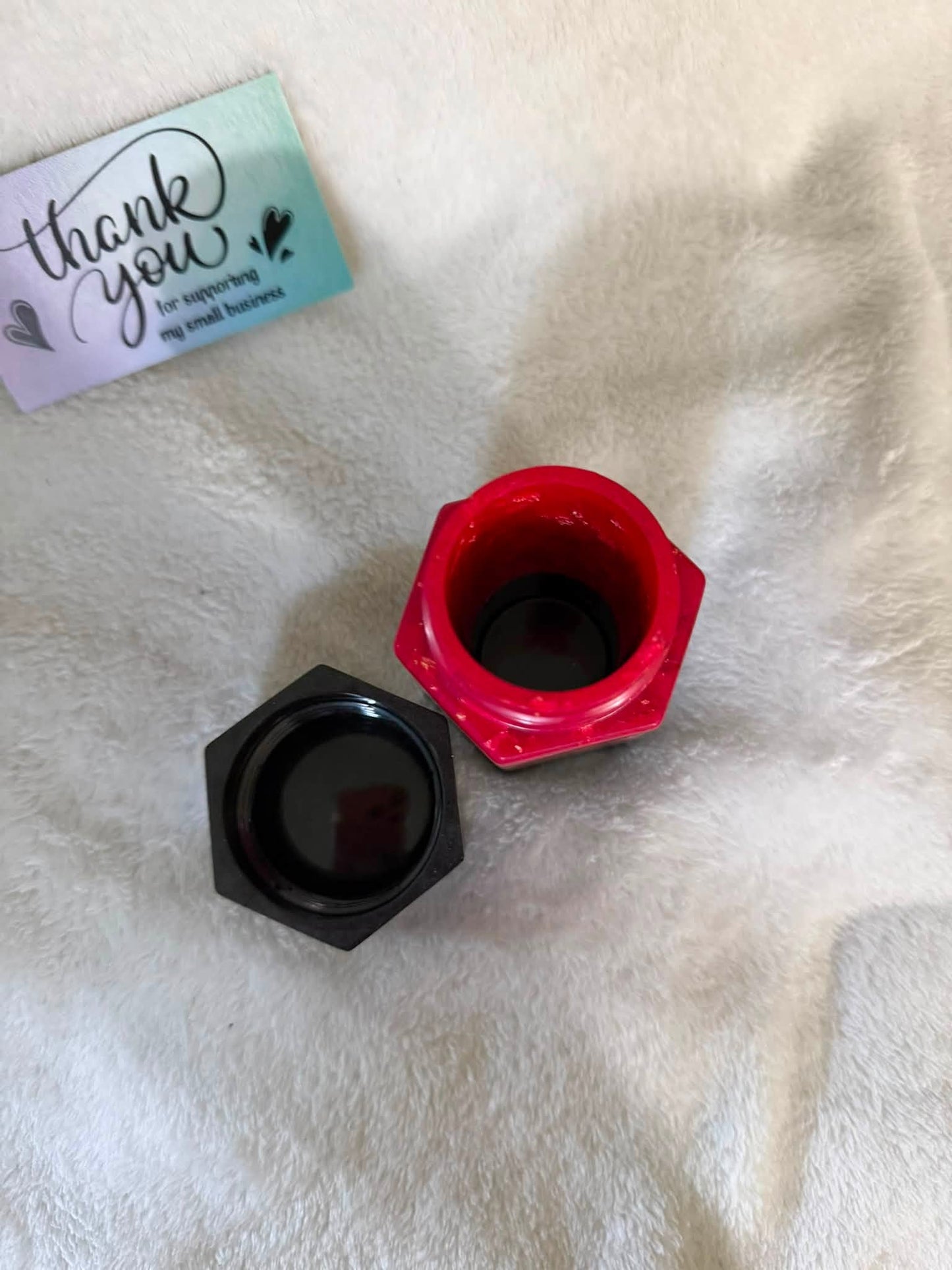 Black, Red & Gold Tri-Band Hexagonal Stash Jar