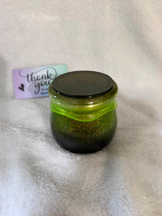 Green & Black Pudding Trinket Jar with Lid