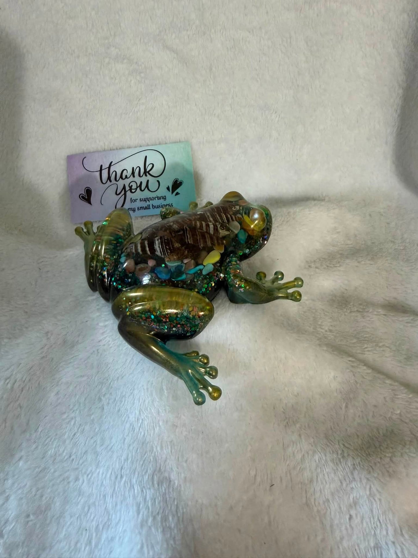 Medium Frog Figurine with Seashells & Shell Fragments