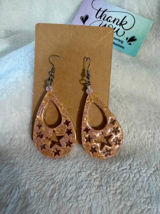 Rose Gold Glitter Star Teardrop Earrings