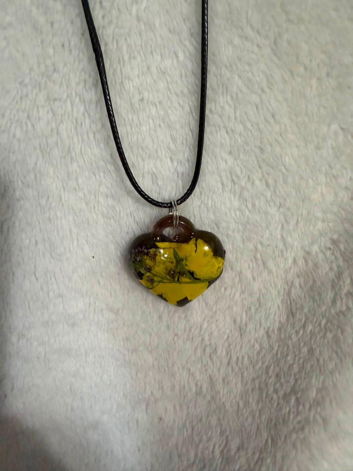 Autumn Heart Resin Pendant Necklace