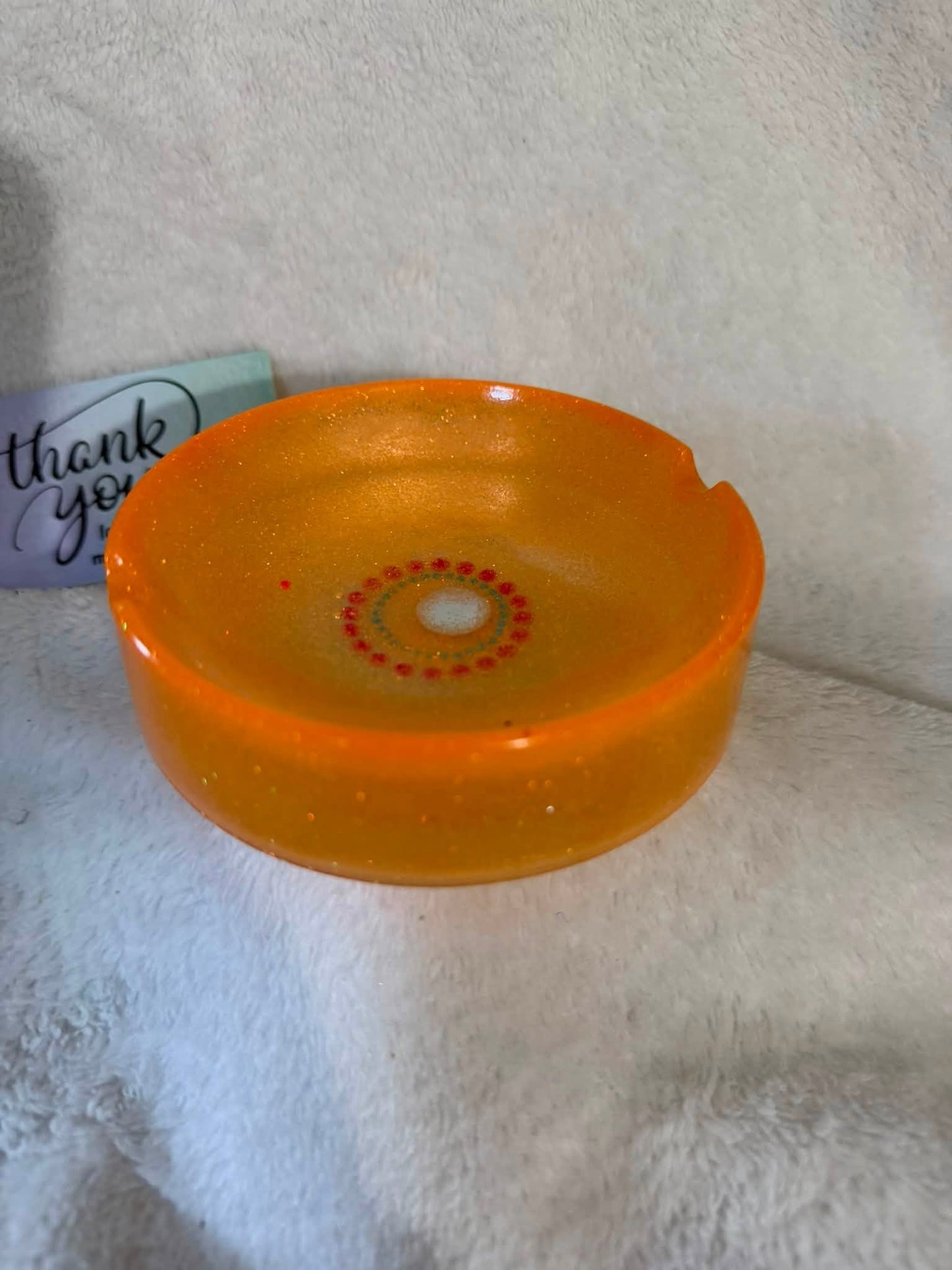 Orange Mandala Dot Art Ashtray