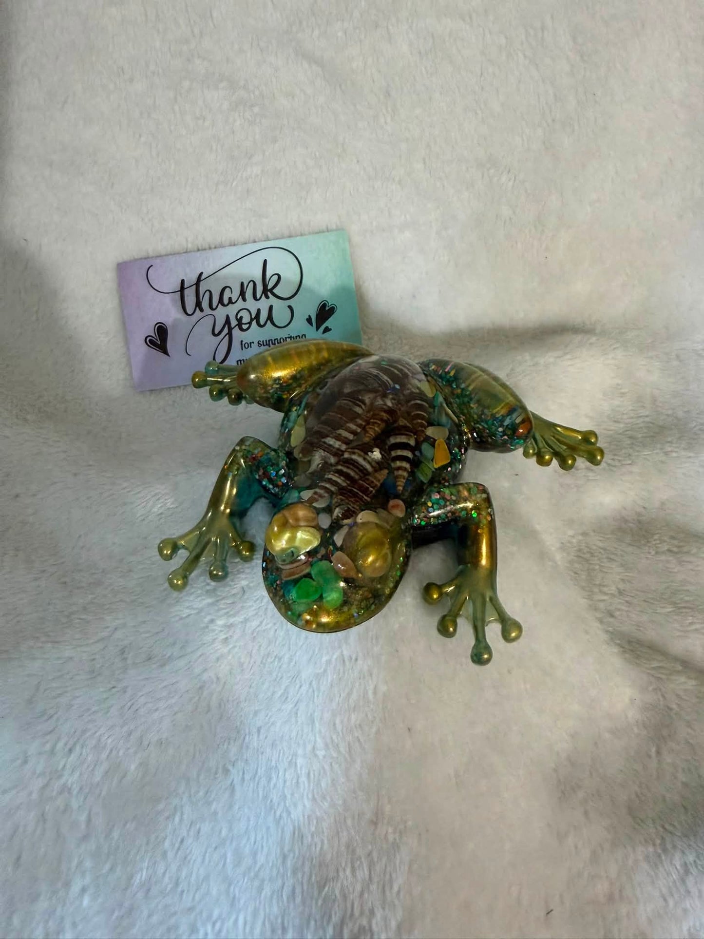 Medium Frog Figurine with Seashells & Shell Fragments
